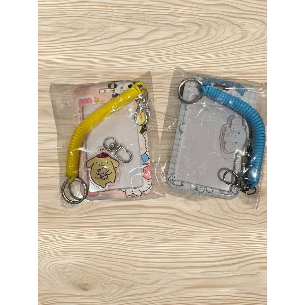 Sanrio‎ ID Card Holder Set Pompompurin Cinnamoroll Hello Kitty Keychain 2pc